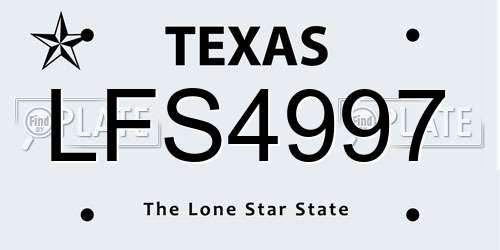 LFS4997 Texas License Plate