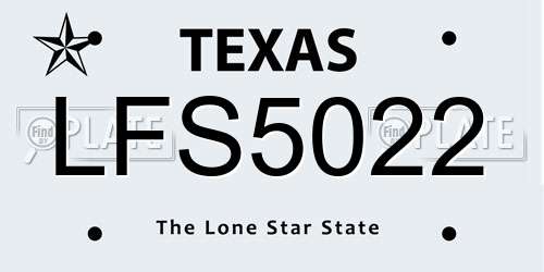 LFS5022 Texas License Plate