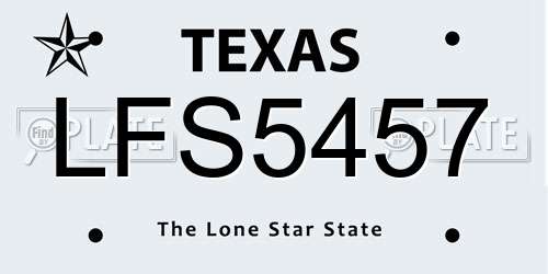 LFS5457 Texas License Plate