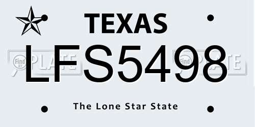 LFS5498 Texas License Plate