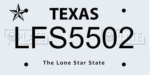 LFS5502 Texas License Plate