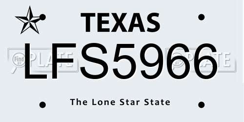 LFS5966 Texas License Plate