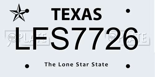 LFS7726 Texas License Plate