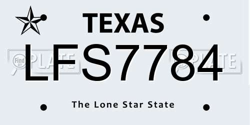 LFS7784 Texas License Plate