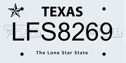 LFS8269 Texas License Plate