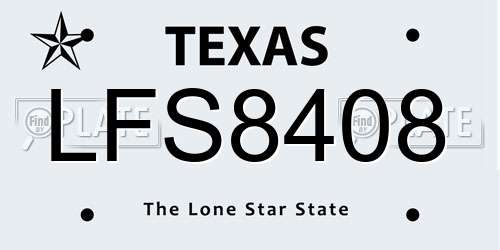 LFS8408 Texas License Plate