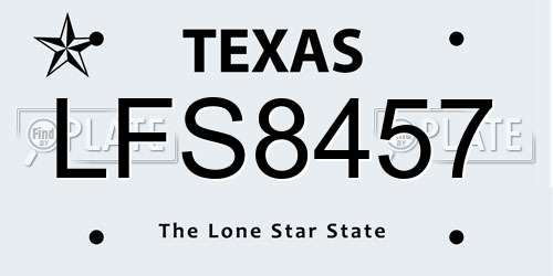 LFS8457 Texas License Plate