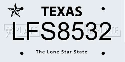 LFS8532 Texas License Plate