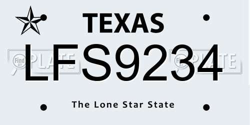 LFS9234 Texas License Plate