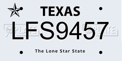 LFS9457 Texas License Plate