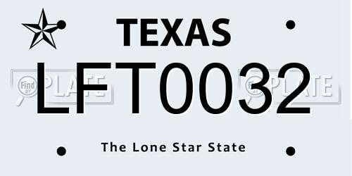 LFT0032 Texas License Plate