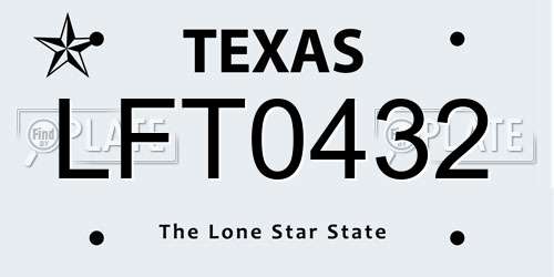 LFT0432 Texas License Plate