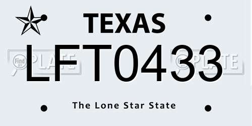 LFT0433 Texas License Plate