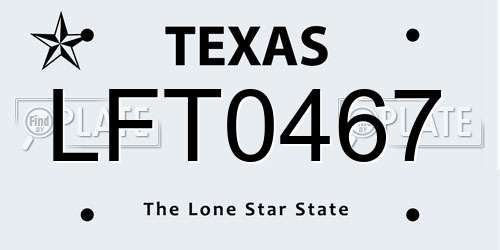 LFT0467 Texas License Plate