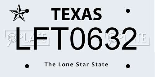 LFT0632 Texas License Plate