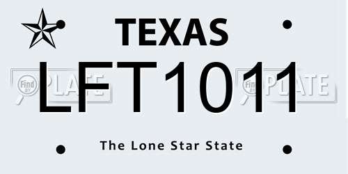LFT1011 Texas License Plate