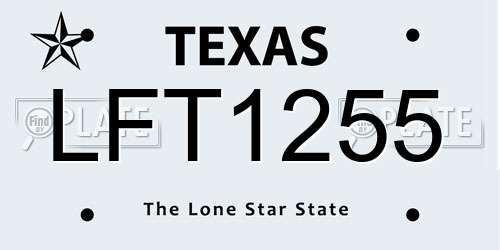 LFT1255 Texas License Plate