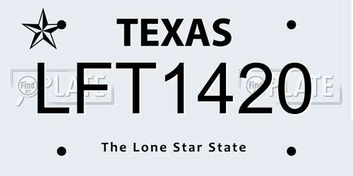 LFT1420 Texas License Plate