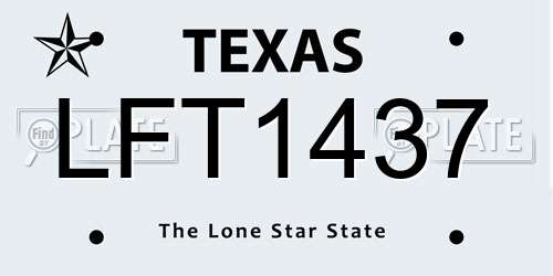 LFT1437 Texas License Plate