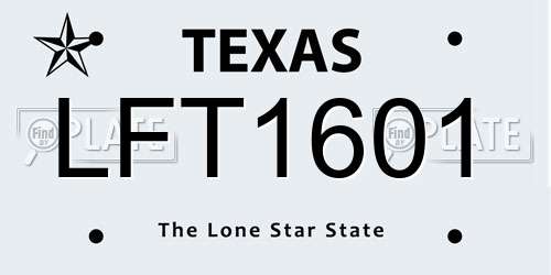 LFT1601 Texas License Plate
