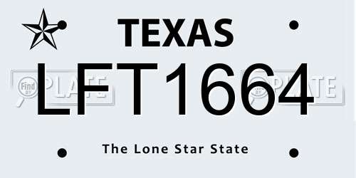 LFT1664 Texas License Plate