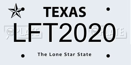 LFT2020 Texas License Plate