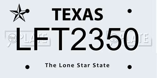 LFT2350 Texas License Plate
