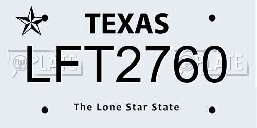 LFT2760 Texas License Plate