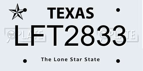 LFT2833 Texas License Plate