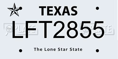 LFT2855 Texas License Plate