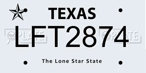LFT2874 Texas License Plate