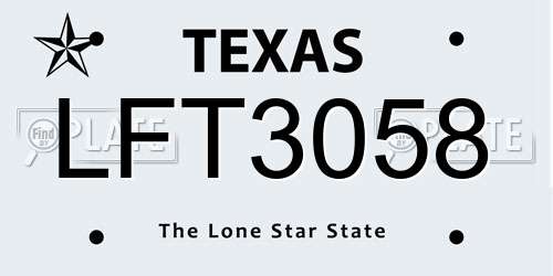 LFT3058 Texas License Plate
