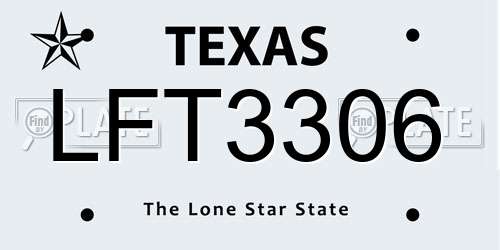 LFT3306 Texas License Plate