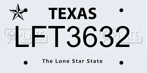 LFT3632 Texas License Plate