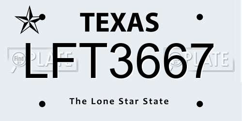 LFT3667 Texas License Plate