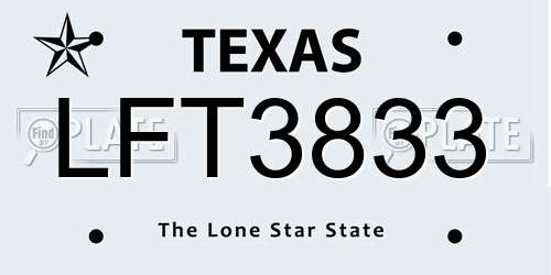 LFT3833 Texas License Plate