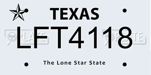 LFT4118 Texas License Plate