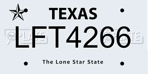 LFT4266 Texas License Plate