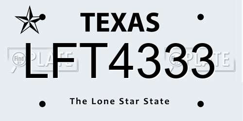 LFT4333 Texas License Plate