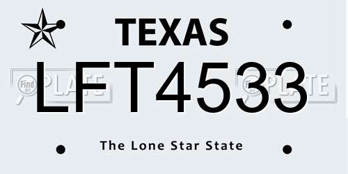 LFT4533 Texas License Plate