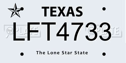 LFT4733 Texas License Plate