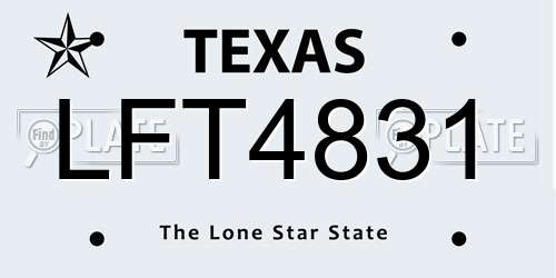 LFT4831 Texas License Plate