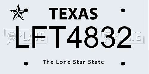LFT4832 Texas License Plate