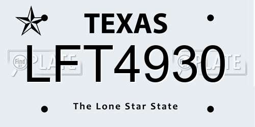 LFT4930 Texas License Plate
