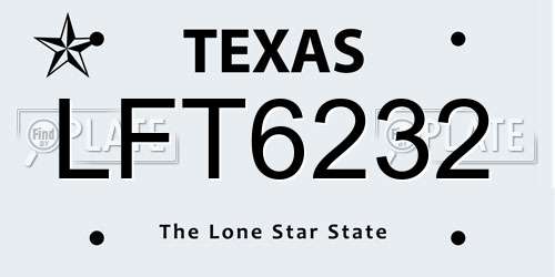 LFT6232 Texas License Plate