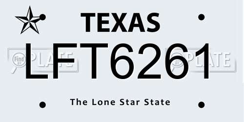 LFT6261 Texas License Plate