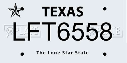 LFT6558 Texas License Plate