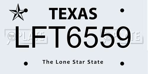 LFT6559 Texas License Plate