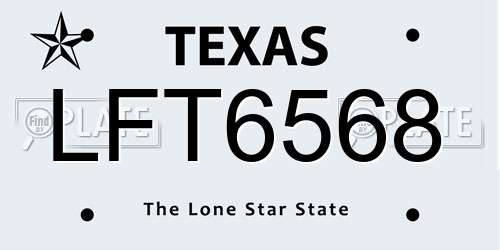 LFT6568 Texas License Plate