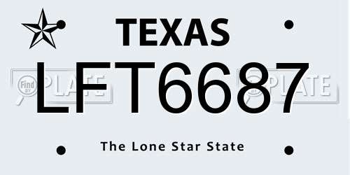 LFT6687 Texas License Plate